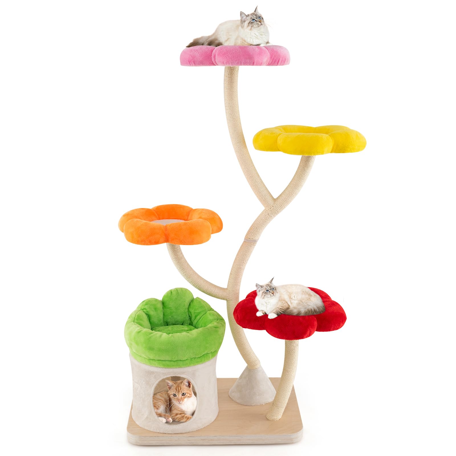 Tangkula 65 Inch Tall Cat Tower with Sisal Scratching Posts